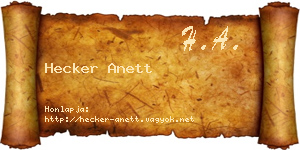 Hecker Anett névjegykártya